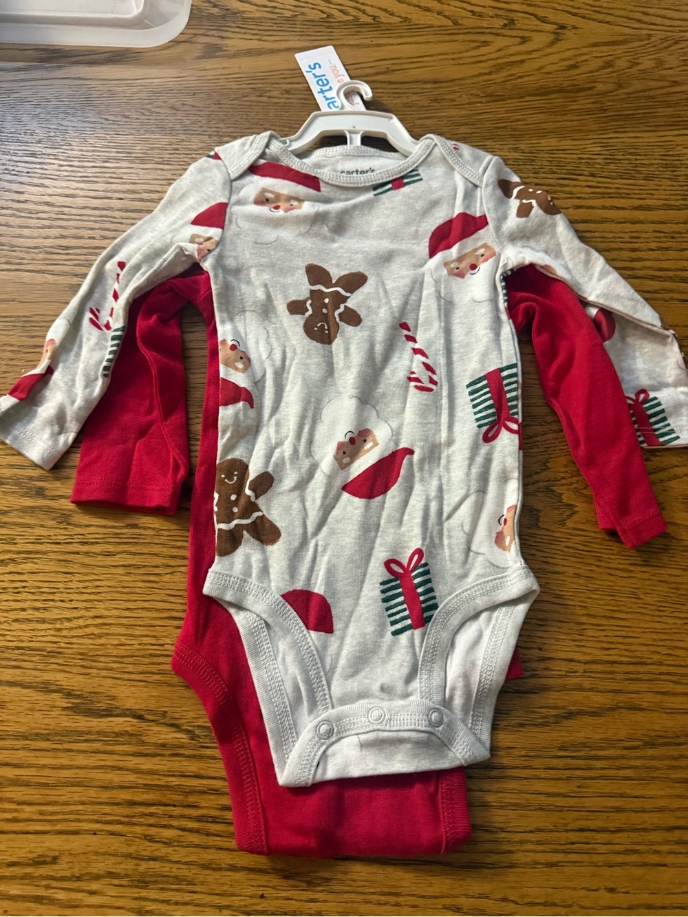 Carter's Red & Cream Holiday Print Baby One-Piece Bodysuits - 2 Pack
